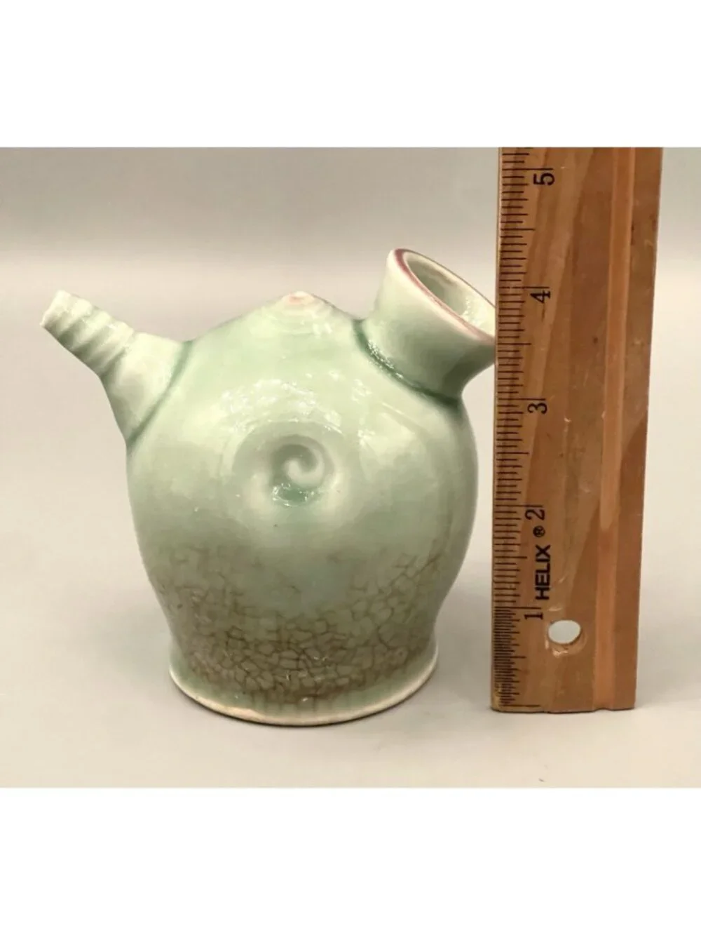 Vintage Chinese Celadon Glazed Fish Zun Pouring Vessel Art Pottery